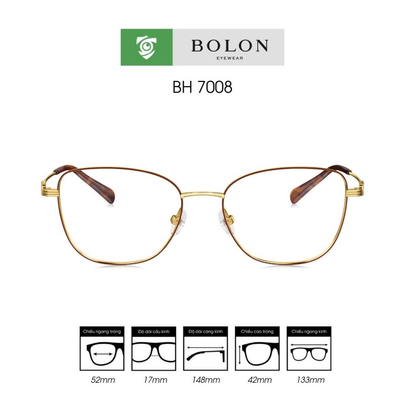 Gọng kính BOLON BH7008 màu vàng - mặt trước sản phẩm