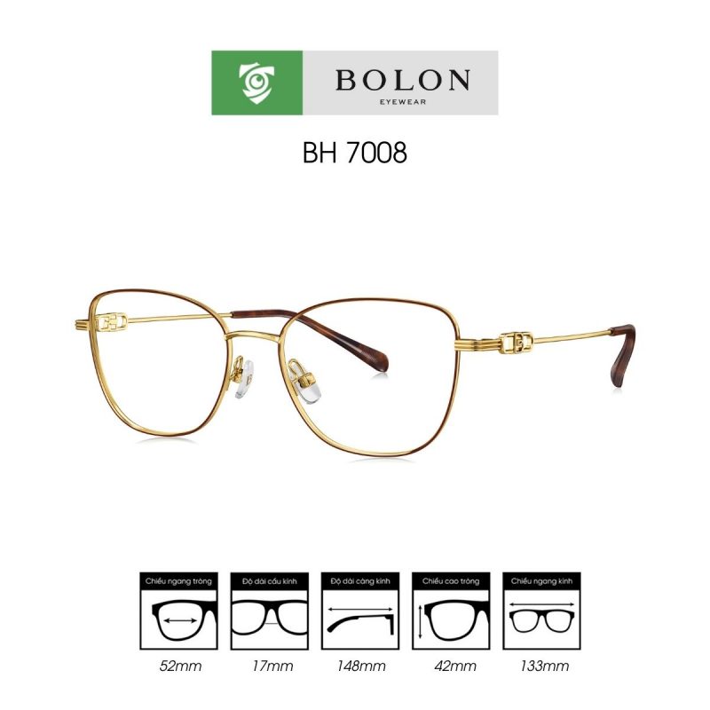 Gọng kính BOLON BH7008 màu vàng - mặt bên sản phẩm