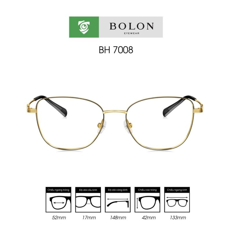 Gọng kính BOLON BH7008 màu vàng đen - mặt trước sản phẩm