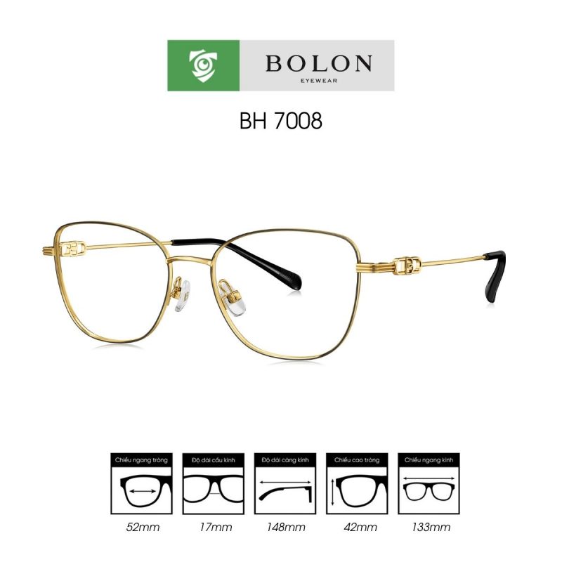 Gọng kính BOLON BH7008 màu vàng đen - mặt bên sản phẩm