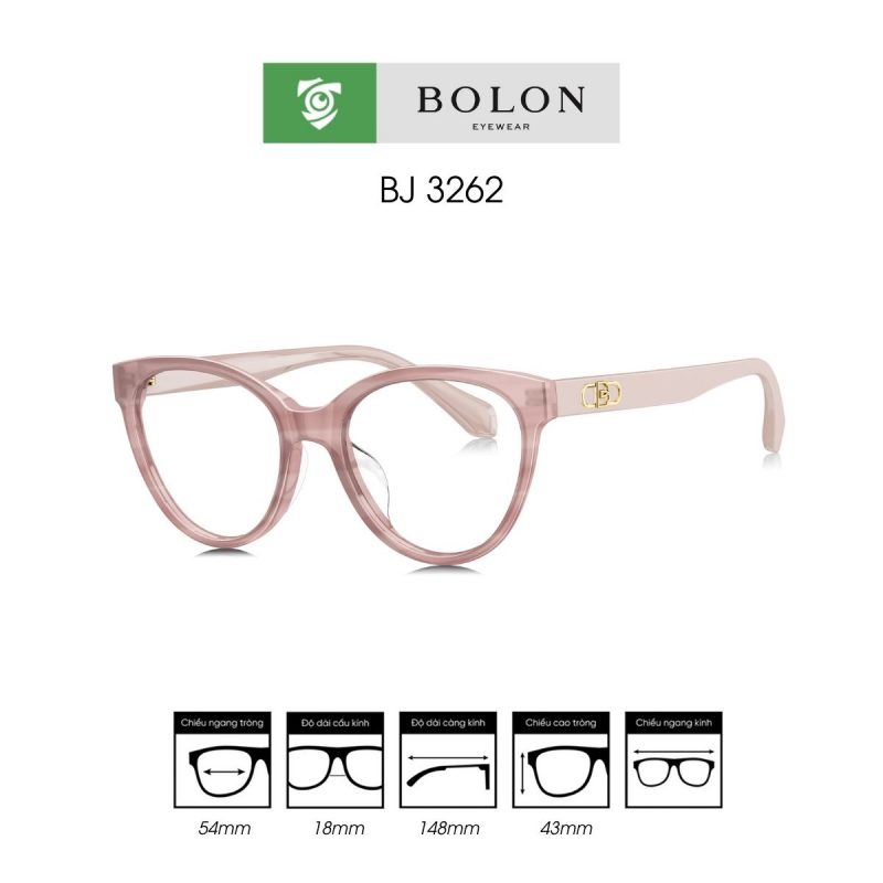 Gọng kính BOLON BJ3162 màu hồng nhạt 