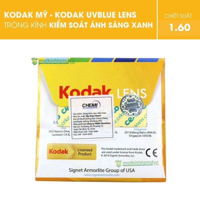 Tròng kính KODAK UVBlue Lens kiểm soát ánh sáng xanh