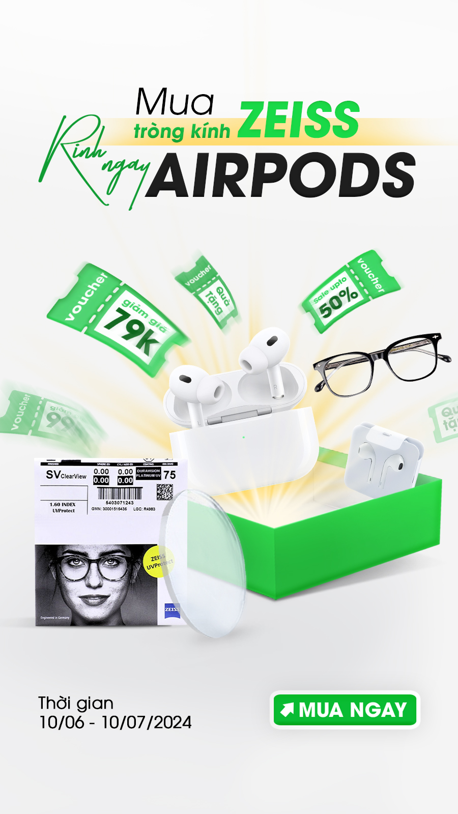 mua tròng kính zeiss nhận airpods