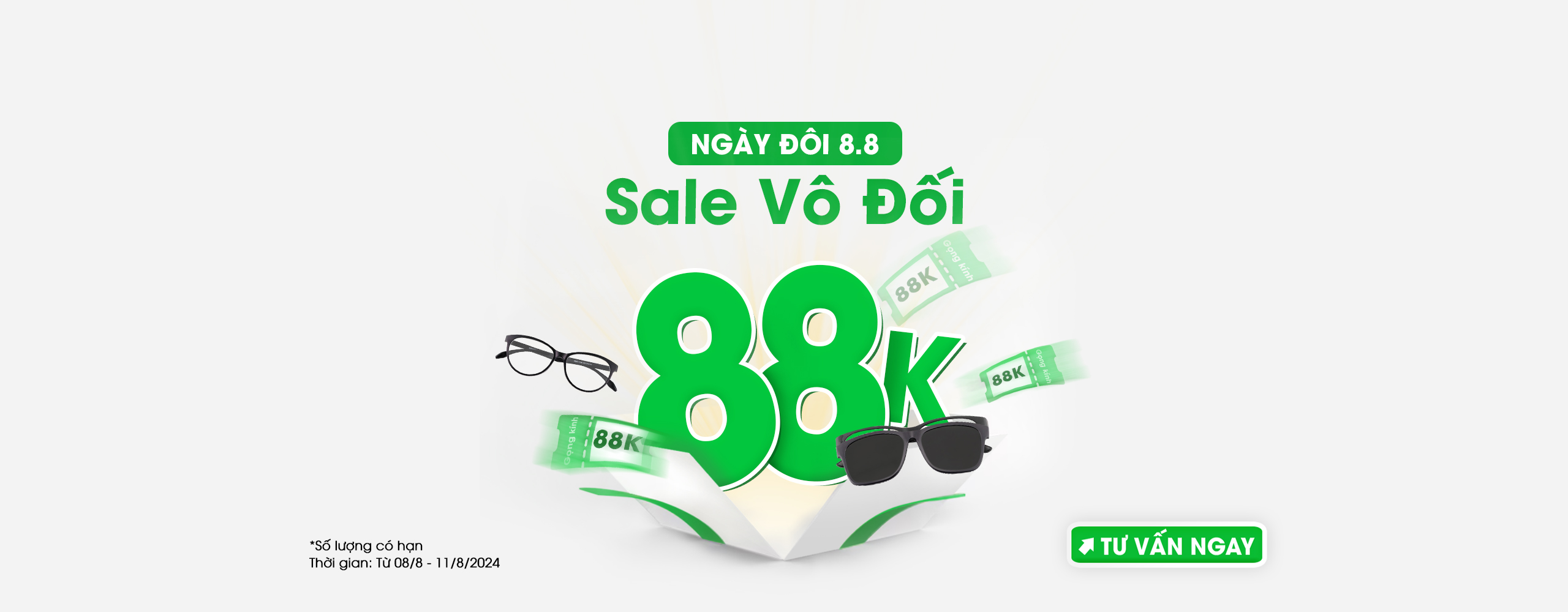 Siêu SALE 8/8: Mua Gọng Kính Chính Hãng Với Giá Chỉ 88K