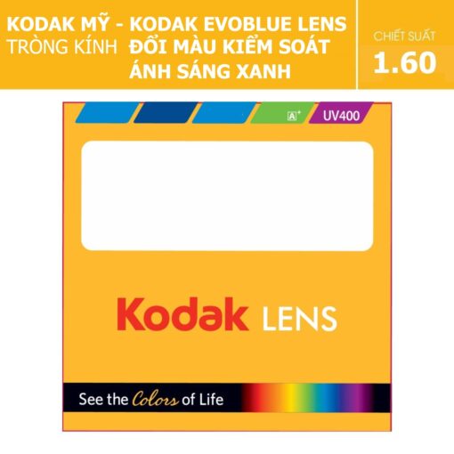 Tròng kính Kodak EvoBlue Lens đổi màu kiểm soát ánh sáng xanh