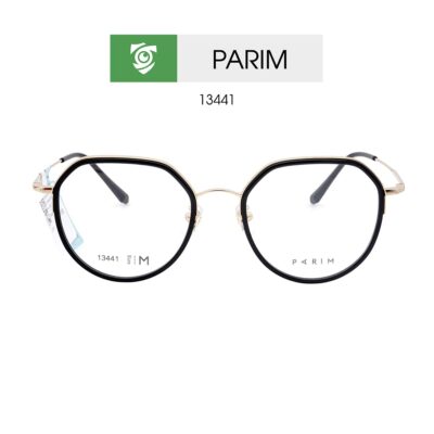 Gọng kính PARIM 13441 B1 - màu đen vàng hồng - size M - kính gọng tròn - ảnh chụp mặt trước sản phẩm