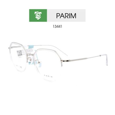 Gọng kính PARIM 13441 W1 - màu trắng trong - size M - kính gọng tròn - ảnh chụp mặt bên sản phẩm