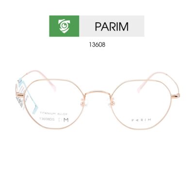 Gọng kính PARIM 13608DS K2 - màu vàng hồng - size M - hình chụp mặt trước sản phẩm