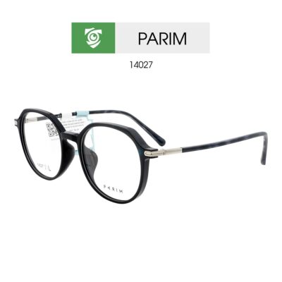 GỌNG kính PARIM PARIM 14027 B1 kiểu dáng tròn - màu ĐEN BÓNG - size L - hình chụp mặt bên sản phẩm