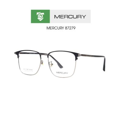 Gọng kính MERCURY LV87279 C17A - gọng vuông LỚN - màu ĐEN BẠC - hình mặt BÊN sản phẩm