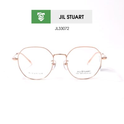 Gọng kính Jill Stuart JL33072 C03 - màu vàng hồng - kính gọng đa giác tròn - chất liệu titanium - hình chụp mặt trước sản phẩm