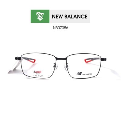 Gọng kính New Balance NB07056 C1 - màu đen - gọng kính chữ nhật - hình chụp mặt trước sản phẩm
