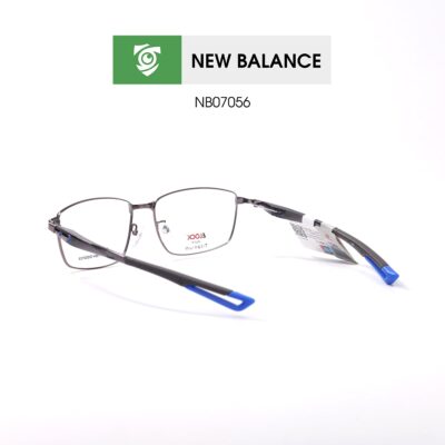 Gọng kính New Balance NB07056 C3 - màu nâu, phần đuôi gọng màu xanh dương - gọng kính chữ nhật - hình chụp mặt sau sản phẩm