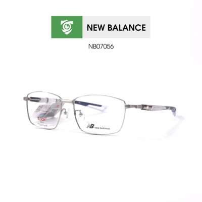 Gọng kính New Balance NB07056 C4 - màu bạc - gọng kính chữ nhật - hình chụp mặt nghiêng sản phẩm