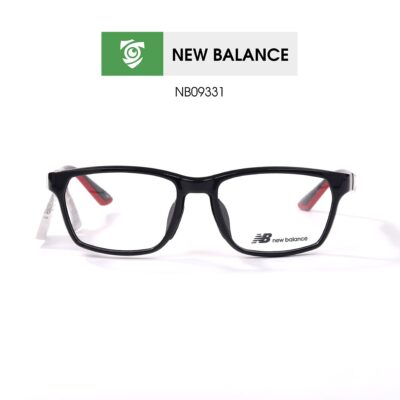 Gọng New Balance NB09331 C01 - màu đen bóng - gọng kính chữ nhật - ảnh chụp mặt trước sản phẩm