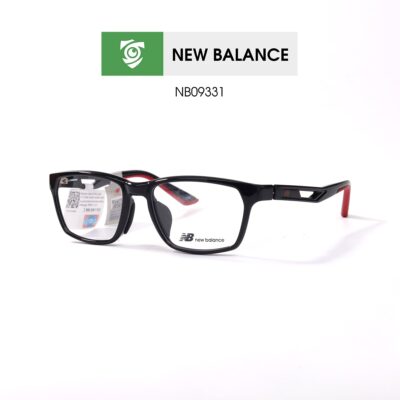Gọng New Balance NB09331 C01 - màu đen bóng - gọng kính chữ nhật - ảnh chụp mặt nghiêng sản phẩm