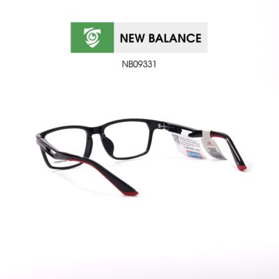 Gọng New Balance NB09331 C01 - màu đen bóng - gọng kính chữ nhật - ảnh chụp mặt sau sản phẩm