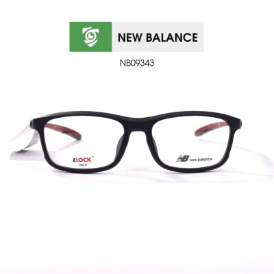Gọng kính New Balance NB09343 C01 - màu đen nhám - gọng kính chữ nhật - hình chụp mặt trước sản phẩm