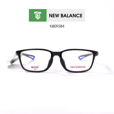Gọng kính New Balance NB09384 C01 - màu đen bóng - khung kính chữ nhật - hình chụp mặt trước sản phẩm