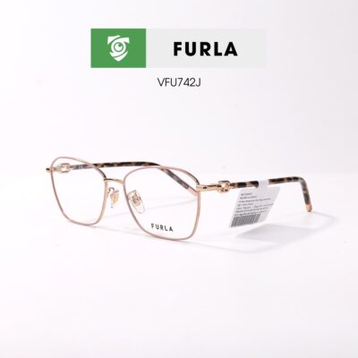 Gọng kính FURLA VFU742J 08MZ - màu hồng càng đồi mồi - khung kính cánh bướm - hình chụp mặt bên sản phẩm