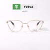 Gọng kính FURLA VFU771 300Y - màu đen bóng - khung kính tròn - hình chụp mặt trước sản phẩm