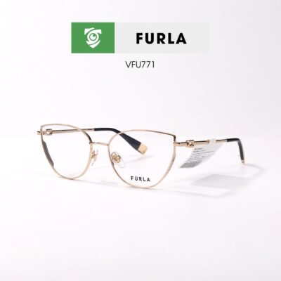 Gọng kính FURLA VFU771 300Y - màu vàng kim - khung kính mắt mèo - hình chụp mặt bên sản phẩm