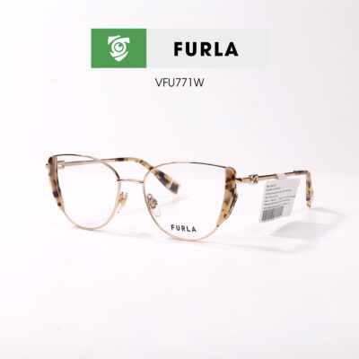 Gọng kính FURLA VFU771W 07UX - màu vàng đồi mồi - khung kính mắt mèo - hình chụp mặt bên sản phẩm