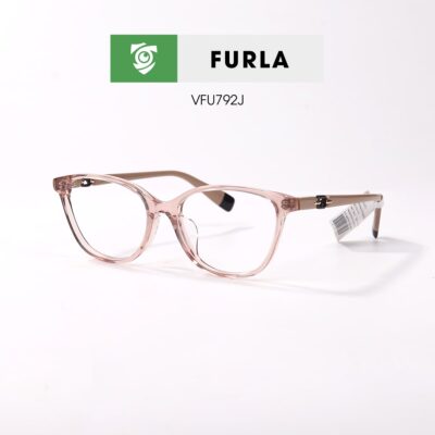 Gọng kính FURLA VFU792J 0913 - màu hồng nhạt - khung kính mắt mèo - hình chụp mặt bên sản phẩm