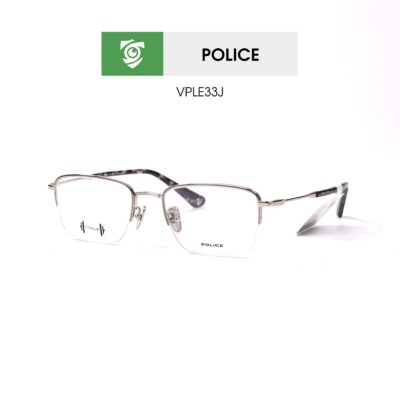 Gọng kính Police VPLE33J 0545 - màu bạc viền đồi mồi - khung kính chữ nhật - hình chụp mặt bên sản phẩm