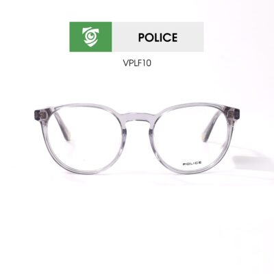 Gọng kính Police VPLF10 0700 - màu đen bóng - khung kính tròn - hình chụp mặt trước sản phẩm