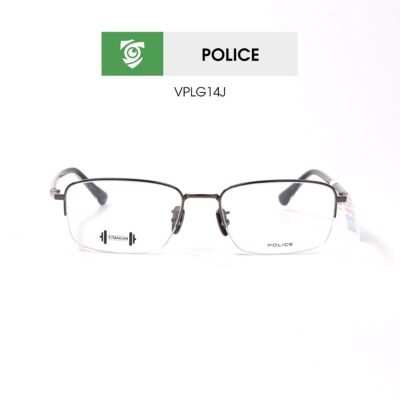 Gọng kính Police VPLG14J 0545 - màu đen - khung kính chữ nhật - hình chụp mặt trước sản phẩm