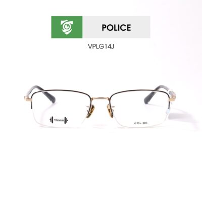 Gọng kính Police VPLG14J 0301 - màu vàng đen - khung kính chữ nhật - hình chụp mặt trước sản phẩm