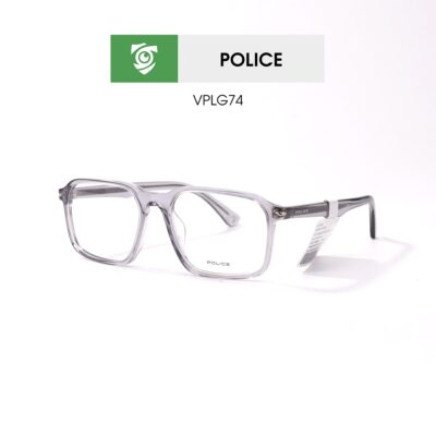 Gọng kính Police VPLG74 4G0Y - màu xám - khung kính vuông - hình chụp mặt bên sản phẩm