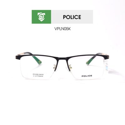 Gọng kính Police VPLN05K 0302 - màu đen vàng - khung kính chữ nhật - hình chụp mặt trước sản phẩm