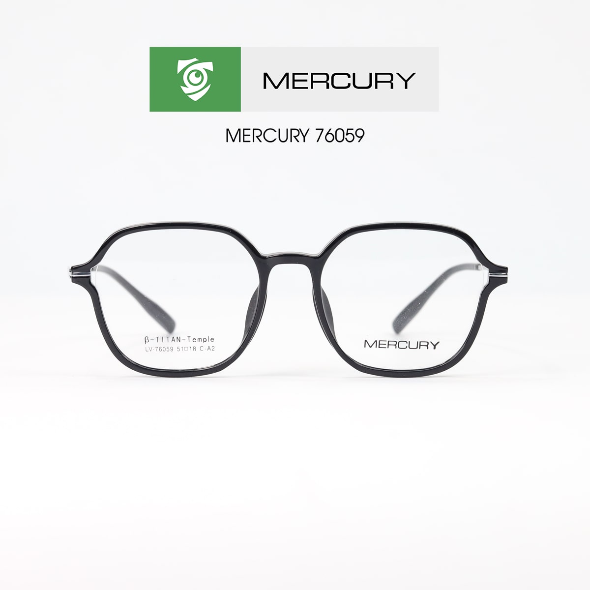 Gọng kính MERCURY LV76059 CA2 - màu ĐEN - loại gọng đa giác - hình chụp mặt trước sản phẩm
