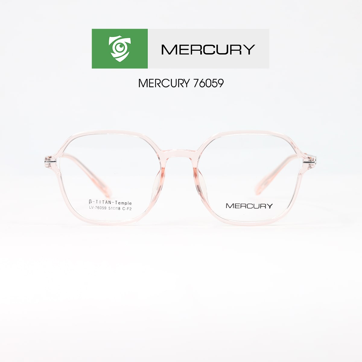 Gọng kính MERCURY LV76059 CF2 - màu hồng - loại gọng đa giác - hình chụp mặt trước sản phẩm