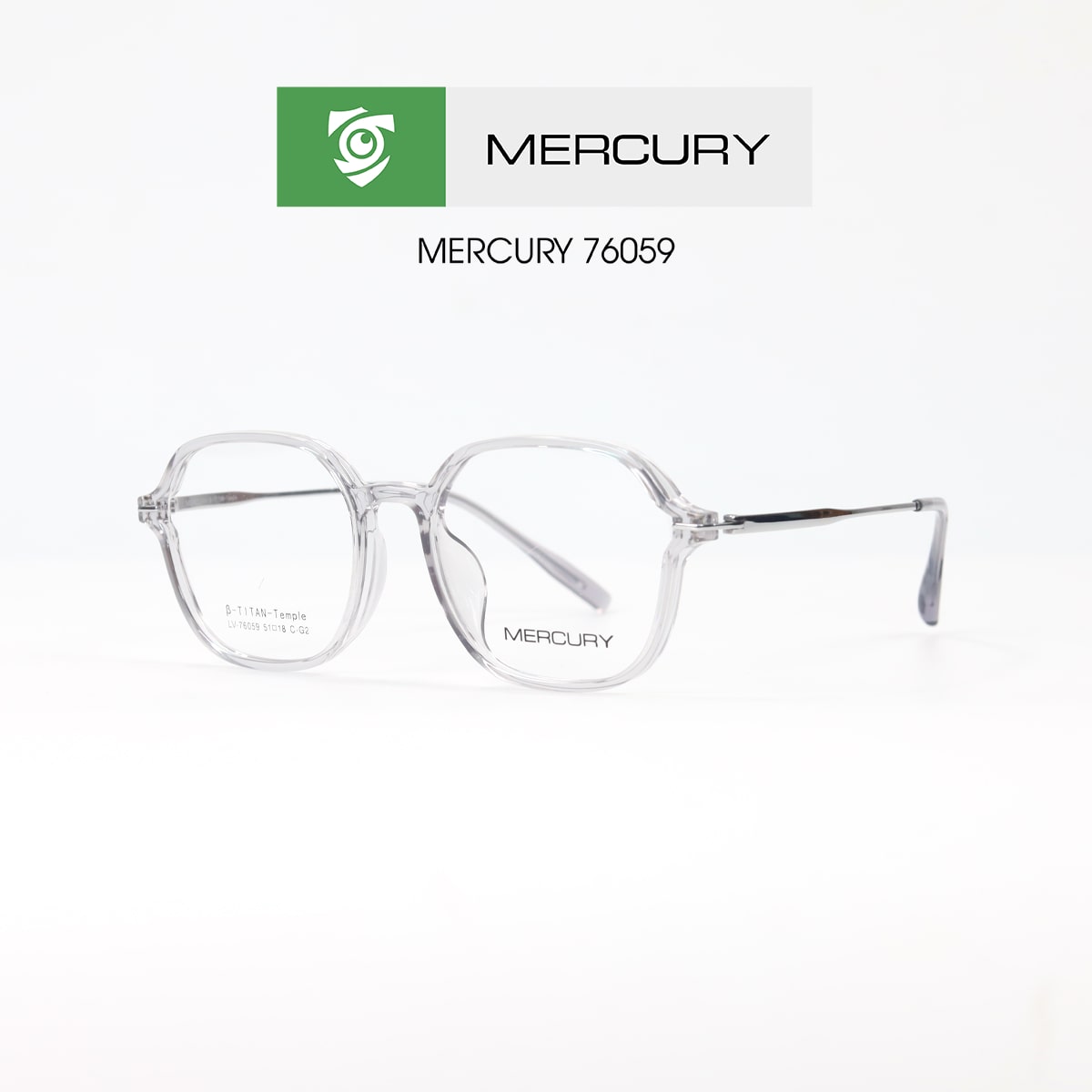 Gọng kính MERCURY LV76059 CG2 - màu xám - loại gọng đa giác - hình chụp mặt bên sản phẩm