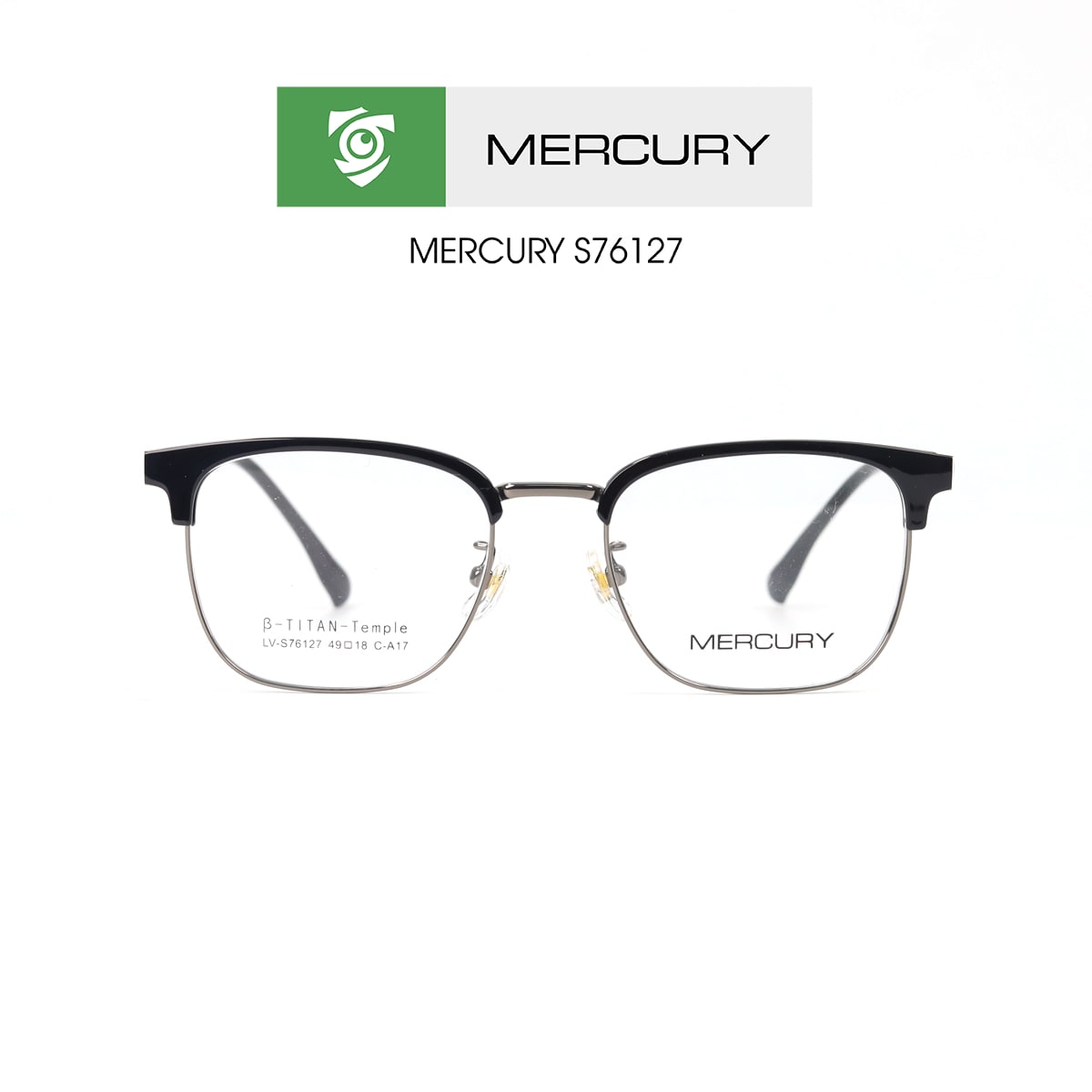 Gọng kính MERCURY LV76127 CA14 - màu đen NÂU - loại gọng kính vuông - hình chụp mặt trước sản phẩm