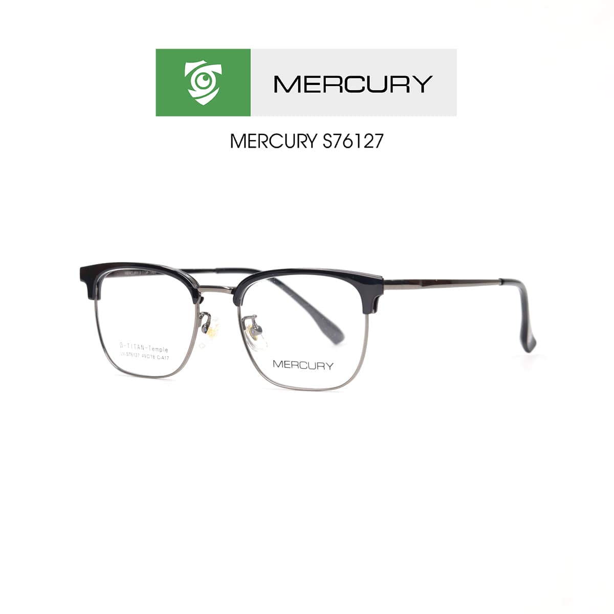 Gọng kính MERCURY LV76127 CA14 - màu đen NÂU - loại gọng kính vuông - hình chụp mặt BÊN sản phẩm
