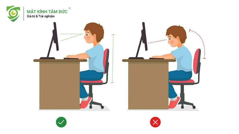 Duy trì tư thế ngồi học và khoảng cách hợp lý để giảm mỏi mắt sau giờ học