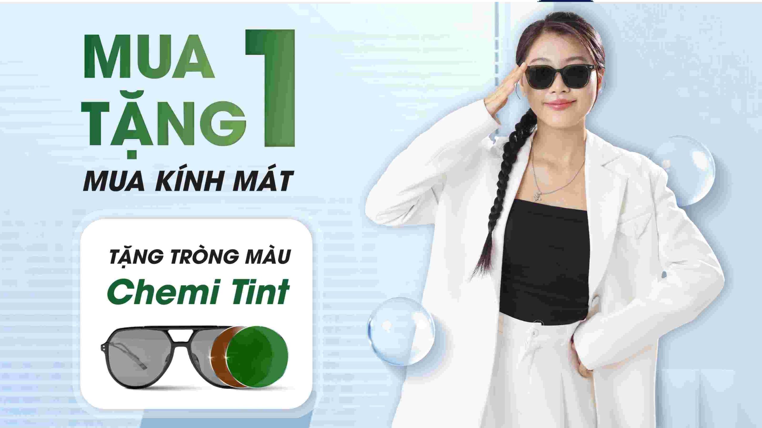 Mua 1 kính mát tặng ngay 1 tròng màu Chemi Tint