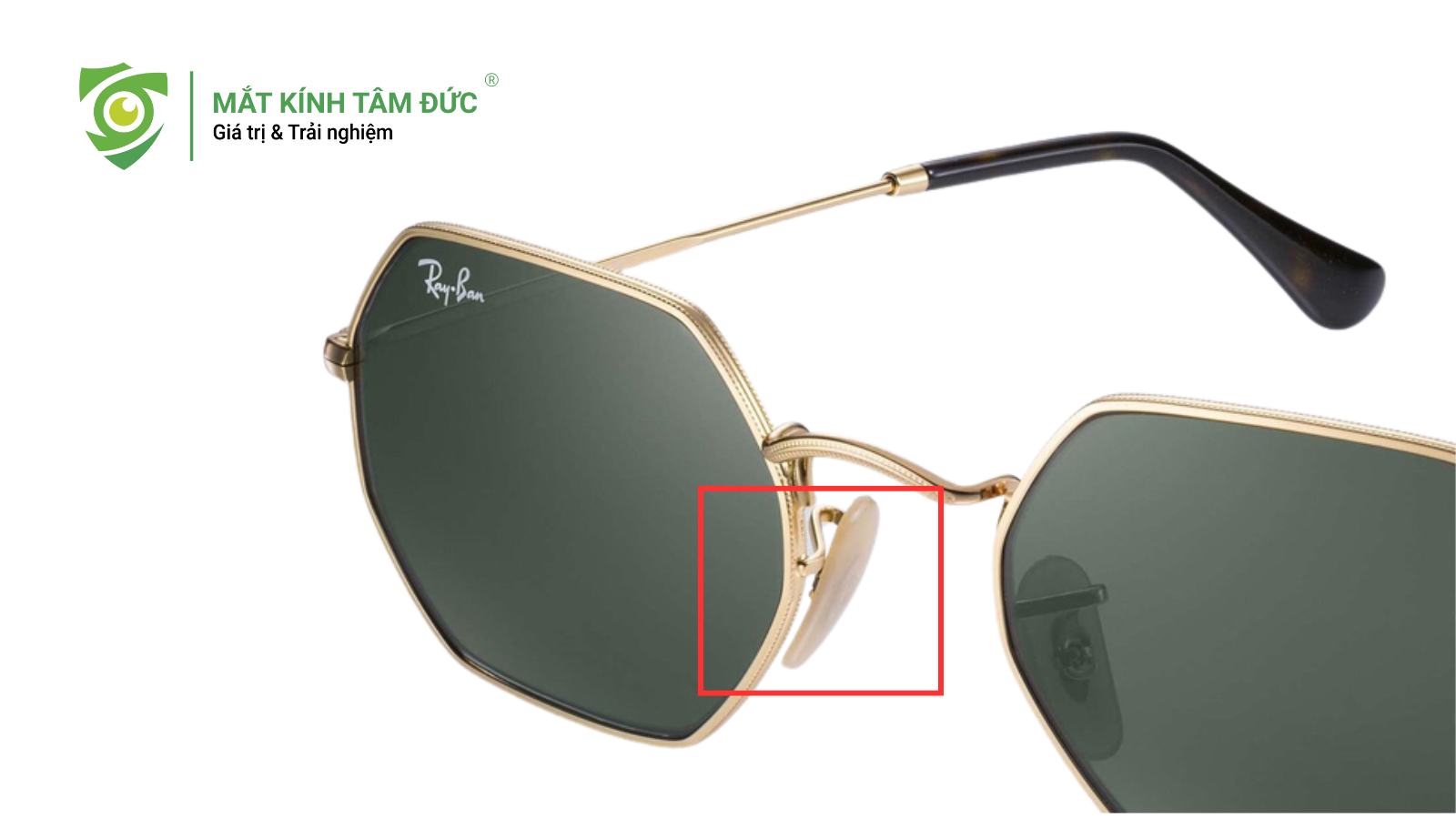 Đệm mũi kính RayBan thật tạo cảm giác thoải mái khi đeo lâu