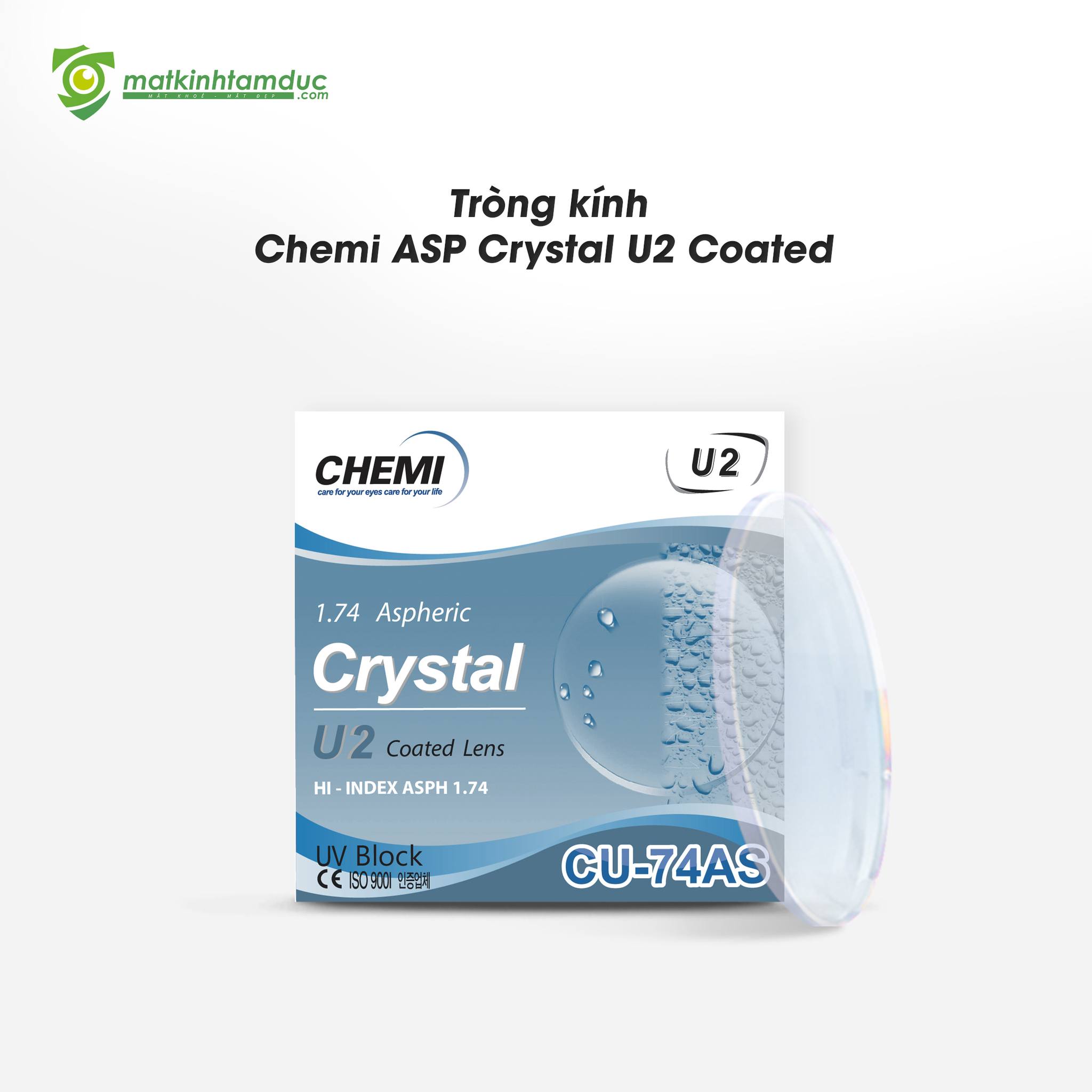Dòng tròng kính Chemi U2 chính là "vị cứu tinh" giúp bạn không còn phải loay hoay tìm cách đeo kính không bị mờ khi dùng khẩu trang mỗi ngày. Điểm mấu chốt nằm ở lớp phủ Crystal Coated siêu trơn láng.
