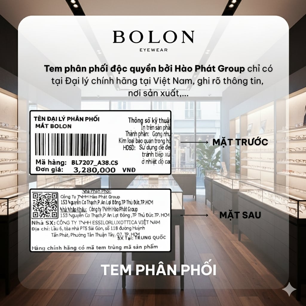 Cách kiểm tra tem phân phối độc quyền kính Bolon chính hãng tại Mắt Kính Tâm Đức