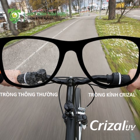 So sánh tầm nhìn tròng kính thông thường và tròng kính Crizal chống bám nước cho kính cận thể thao
