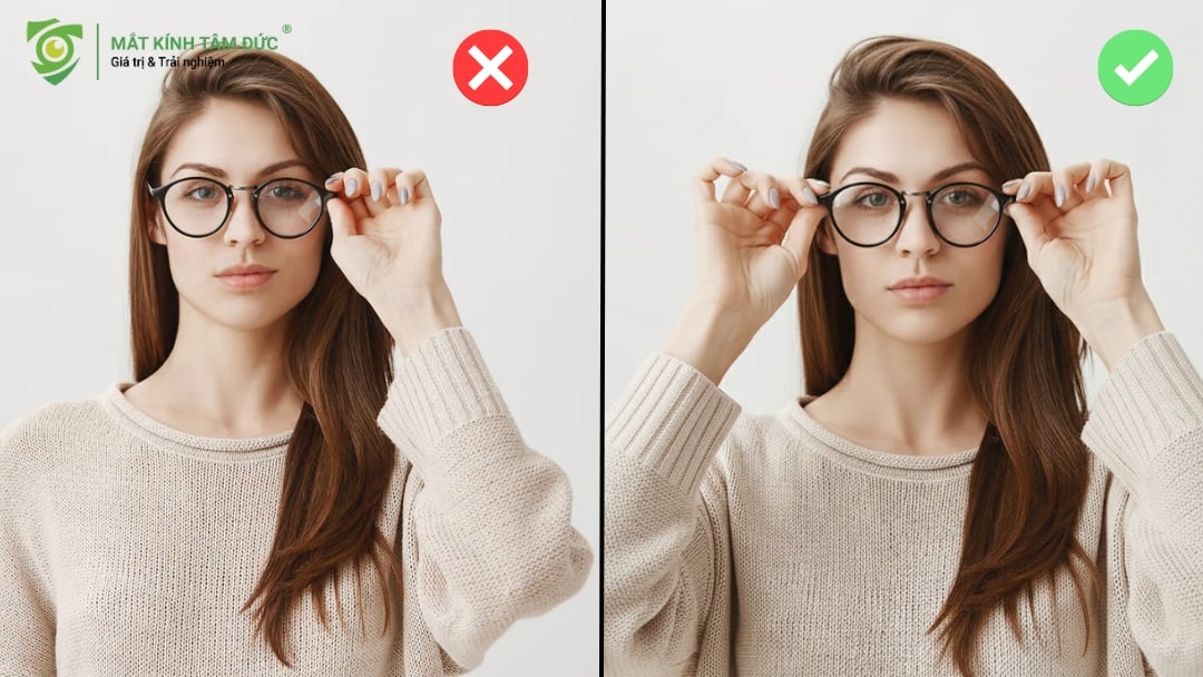 Cách đeo và tháo kính mắt đúng cách bằng hai tay giúp bảo vệ gọng kính