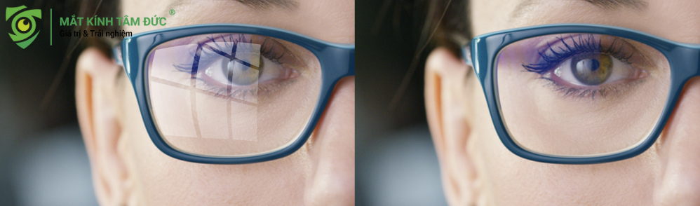 Lớp phủ trên bề mặt tròng kính không chỉ chống trầy xước mà còn có tác dụng chống phản quang.
