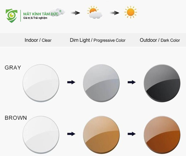 Tròng kính mắt cận thay đổi màu khi ra đường