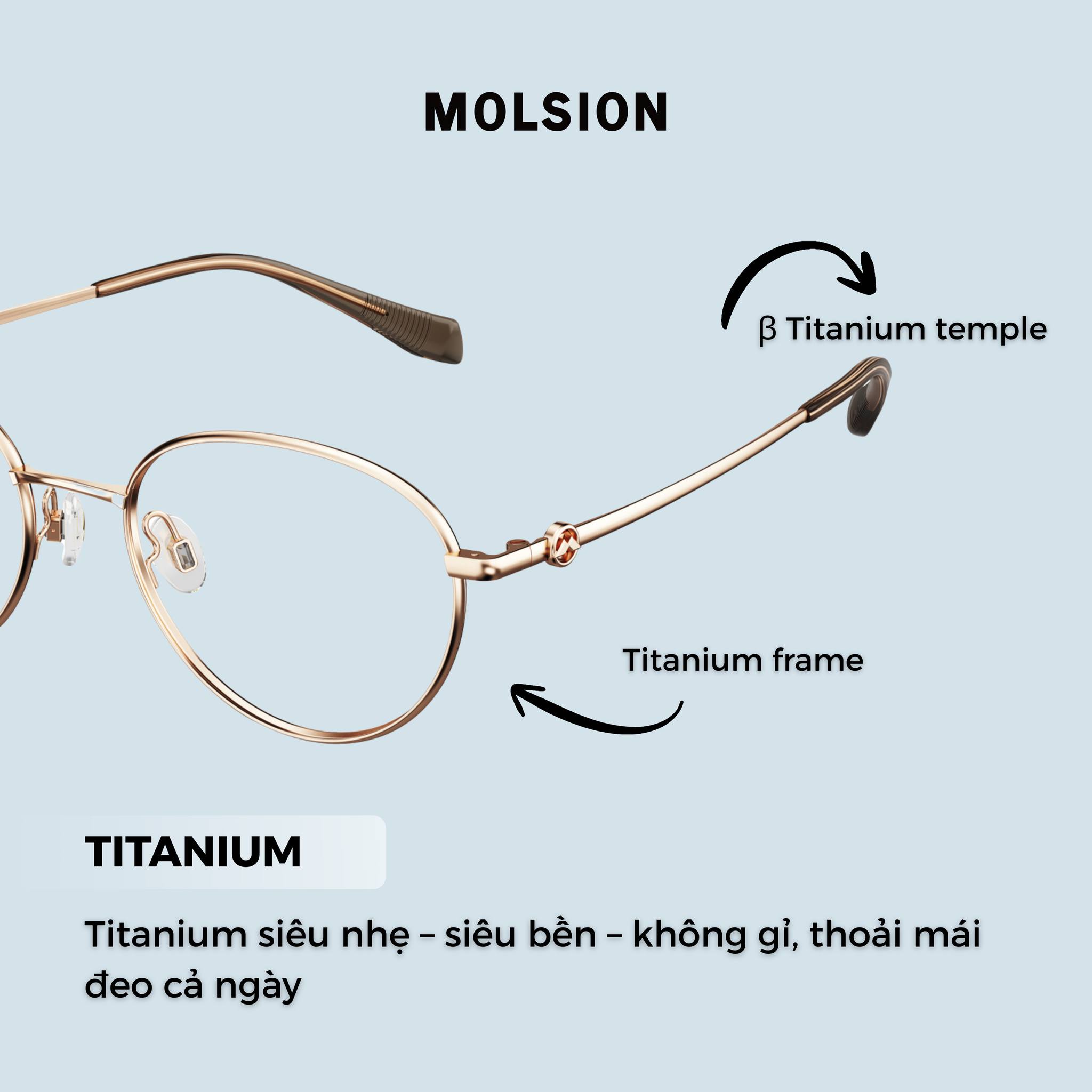 gọng kính Molsion chất liệu titanium