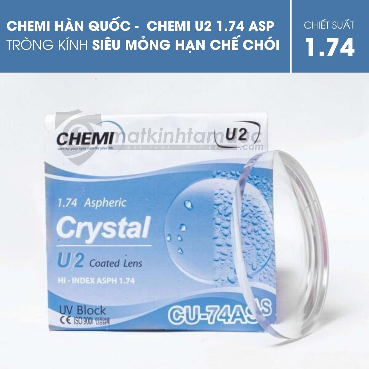 Chemi U2 sở hữu lớp phủ váng siêu váng dầu (Crystal Coated). Đặc điểm của lớp váng này là độ trơn cực cao. Ánh sáng từ đèn Ring Light khi đập vào bề mặt kính sẽ bị "trượt" đi, giảm thiểu đáng kể tình trạng tụ lại thành các vòng tròn trắng sáng.